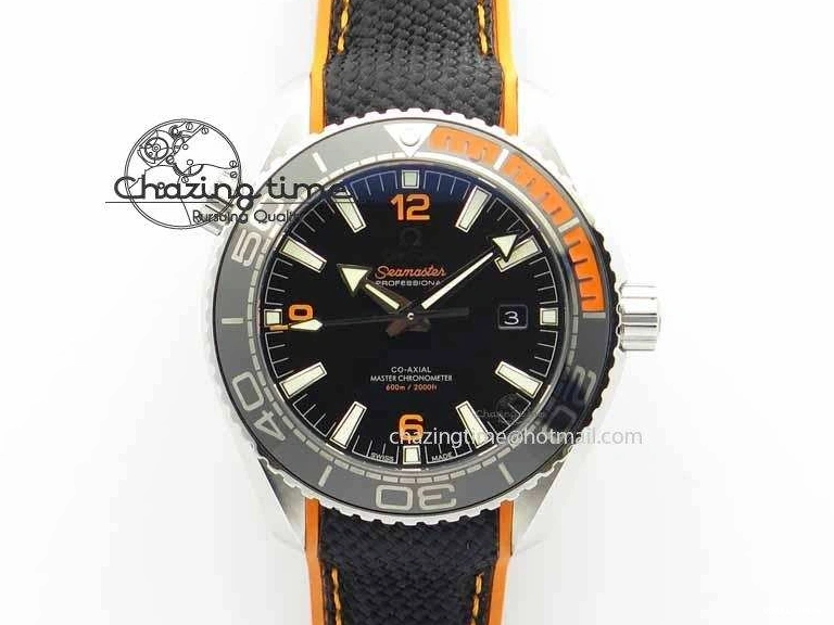 0521 Resilient Planet Ocean 2016 43.5mm SS OM 1:1 Best Edition Black Dial On Black Nylon Strap A 8167